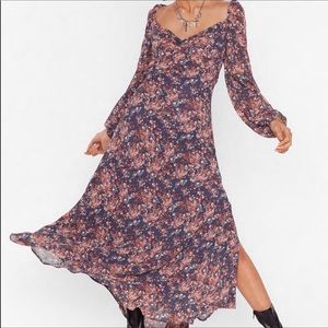 NWOT Forever 21 Floral Side Slit Midi/Maxi Dress